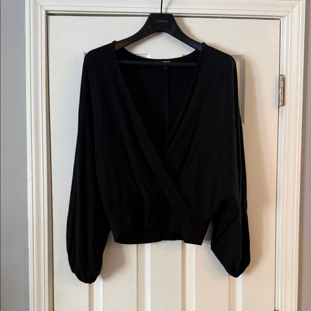 Express Black Wrap Blouse